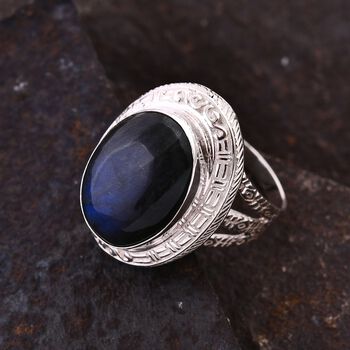 Royal Bali - Labradorit Ring 925 Silber (Gr&ouml;&szlig;e 18.00) ca. 17.06 ct
