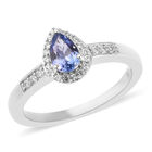 Tansanit und Zirkon Ring 925 Silber platiniert  ca. 0,55 ct image number 3