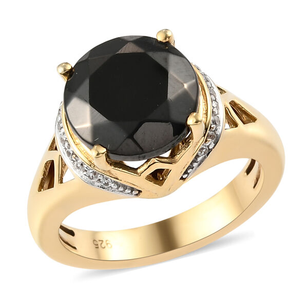 Elite Shungit und Zirkon Ring 925 Silber vergoldet  ca. 2,64 ct image number 4