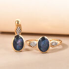 2er-Set, Boulder Opal Triplett und Zirkon-Ring und Anhänger in Silber image number 2