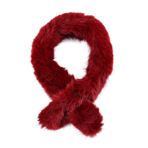 Damen Winterschal aus Kunstfell, Dunkelrot