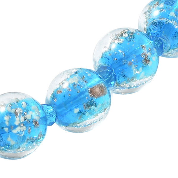 Murano-Stil Glas-Ohrringe und Kette, reiner Edelstahl, blau image number 2