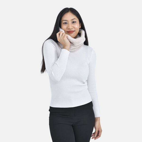 Innovativer 2 in 1 Infinity Schal und M&uuml;tze, 35x28cm, Wei&szlig; image number 5