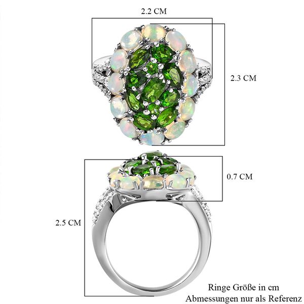 Nat&uuml;rlicher Chromdiopsid und Opal-Ring, 925 Silber platiniert  ca. 3,58 ct image number 7