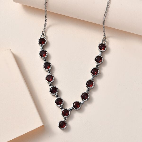 Roter Granat Halskette ca. 45 cm Edelstahl ca. 6,89 ct. image number 2