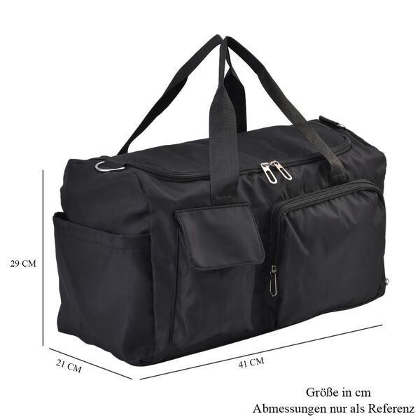 Reisetasche mit vielen F&auml;chern aus wasserfestem Nylon, schwarz image number 7