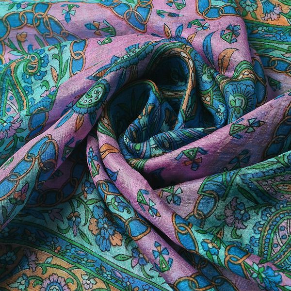 K&ouml;nigsblauer Seidenschal mit Paisleymuster image number 6