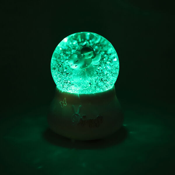 Schneekugel Musik und Licht, 15x10 cm, M&auml;dchen und B&auml;r, Rosa und Wei&szlig; image number 3