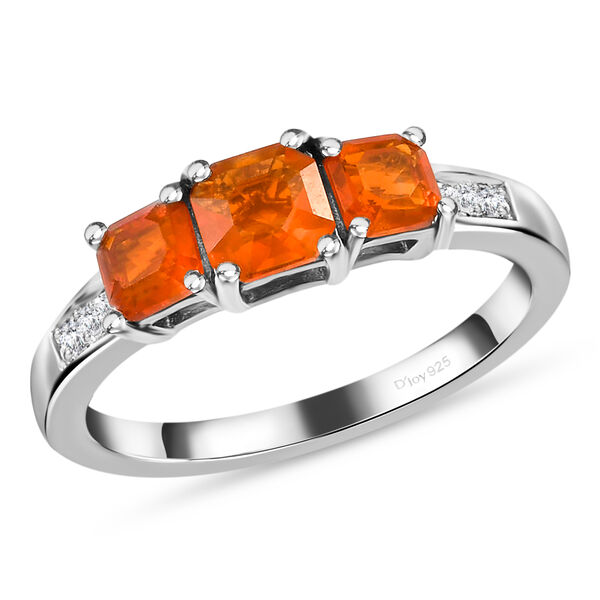 Purpurroter Feuer Opal 3 Stein Ring 925 Silber platiniert  ca. 1,21 ct image number 4