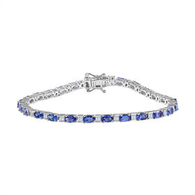 D'Joy Tansanit, Moissanit Armband ca. 19 cm 925 Silber rhodiniert ca. 6,50 ct.