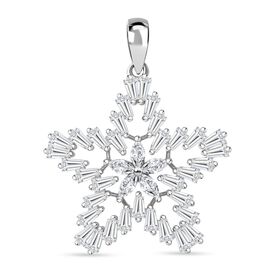 Lustro Stella Weißer Zirkonia Stern Anhänger 925 Silber rhodiniert