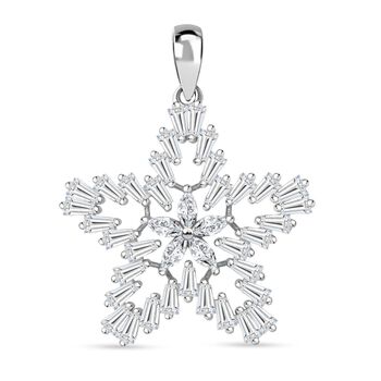 Lustro Stella Wei&szlig;er Zirkonia Stern Anh&auml;nger 925 Silber rhodiniert