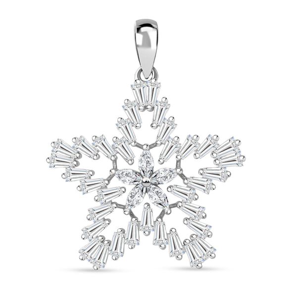 Lustro Stella Wei&szlig;er Zirkonia Stern Anh&auml;nger 925 Silber rhodiniert