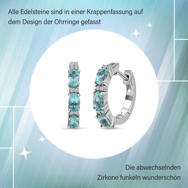 Minz Apatit und Zirkon Huggie Ohrringe image number 6