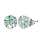 Natürliche, äthiopische Opal-Ohrstecker, 925 Silber platiniert ca. 0.73 ct