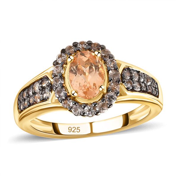 AA Ceylon kaiserlicher Granat und nat&uuml;rlicher Champagner Zirkon-Ring - 1,90 ct. image number 4