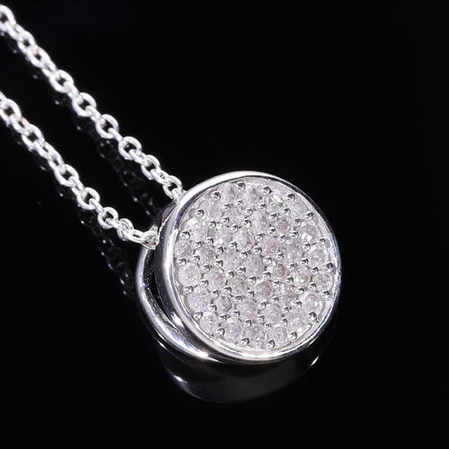 2er Set- Weißer Diamant-Anhänger mit 50cm Kette und Ohrringe - 0,48 ct. image number 1
