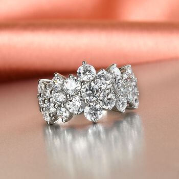 LUSTRO STELLA Hergestellt mit ZIRKONIA Cluster Ring 925 Silber Platin-&Uuml;berzug (Gr&ouml;&szlig;e 16.00) ca. 4,54 ct