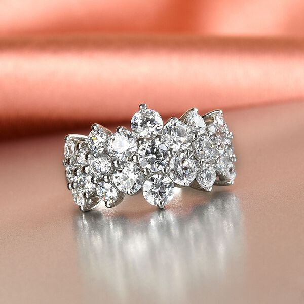 LUSTRO STELLA Hergestellt mit ZIRKONIA Cluster Ring 925 Silber Platin-Überzug (Größe 16.00) ca. 4,54 ct image number 2