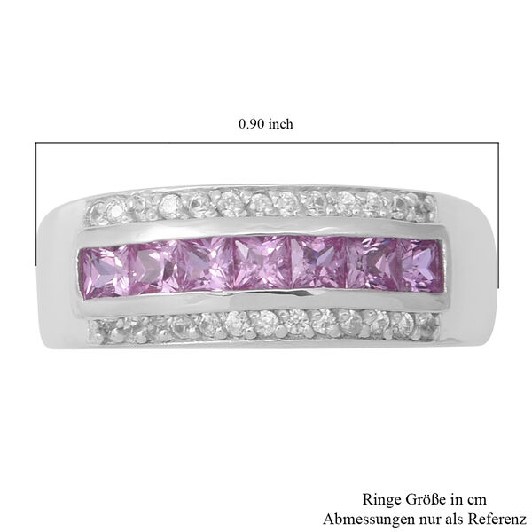 Rosa Saphir und Nat&uuml;rliches wei&szlig;er Zirkon Ring 925 Silber Platin-&Uuml;berzug image number 5