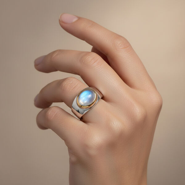 D'Joy AA Regenbogen Mondstein zweifarbiger Ring - 3,27 ct. image number 3