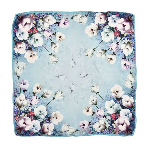 LA MAREY gemusterter Quadratschal aus 100% Seide, Grün image number 2