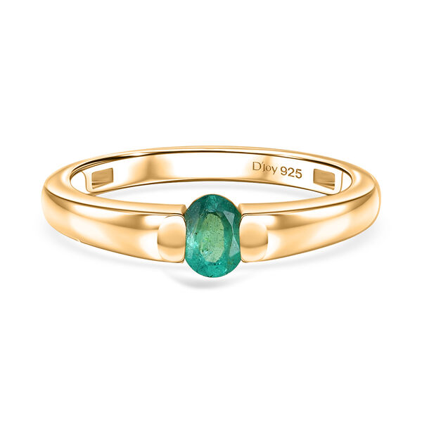 D'Joy AAA Kagem Sambischer Smaragd Ring 925 Silber 750 Vergoldet (Gr&ouml;&szlig;e 17.00) (10-15 Werktage Lieferzeit) ca. 0.33 ct