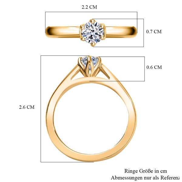 LUXURIANT SGL zertifizierter VS-EF Labor Diamant Ring, 925 Silber 750 Gelbgold Vermeil - 0,50 ct. image number 7