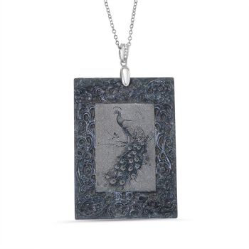 Nat&uuml;rlicher Olmek Jade Anh&auml;nger mit Kette ca. 50 cm, 925 Silber rhodiniert