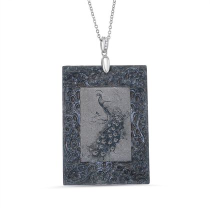 Nat&uuml;rlicher Olmek Jade Anh&auml;nger mit Kette ca. 50 cm, 925 Silber rhodiniert