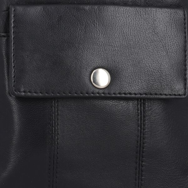 100% Echtleder Crossbody-Tasche, 15.25x19.05 cm, schwarz image number 8