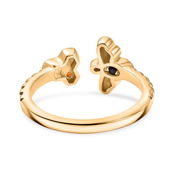 GP Trionfo Queen B Kollektion - Kanchanaburi Blauer Saphir, AAA Mexikanischer Purpurroter Feueropal Ring 925 Silber 750 Gelb Vergoldet (Größe 18.00) ca. 0.06 ct image number 7