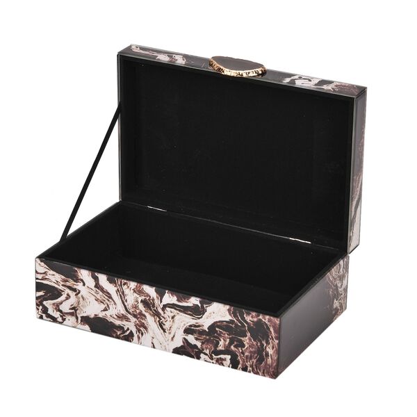 2er-Set Glas-Schmuckbox mit Marmormuster, 28x18x10cm (L) und 21x12x7cm (S), Schwarz image number 5