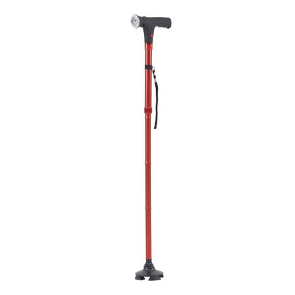 Faltbarer Smart-Gehstock mit LED Licht und Alarm, Belastbarkeit 113 KG, Dunkelrot