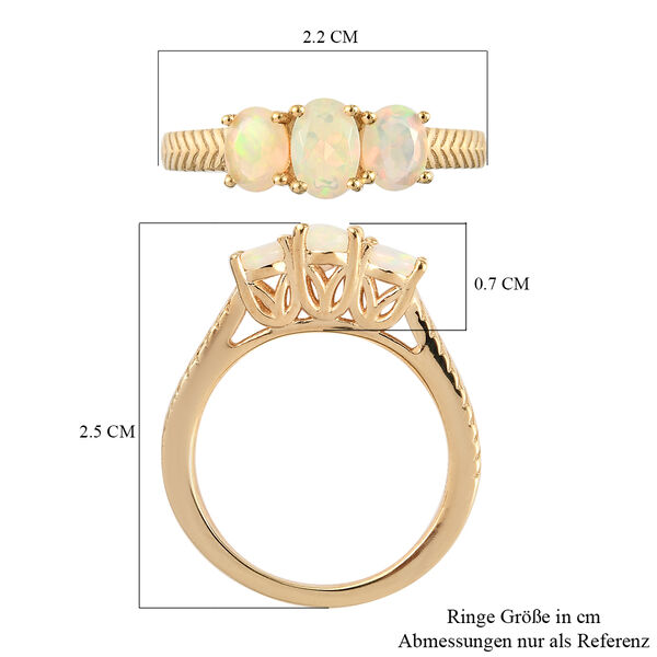 Nat&uuml;rlicher &Auml;thiopischer Opal 3 Stein Ring 925 Silber vergoldet  ca. 0,75 ct image number 7