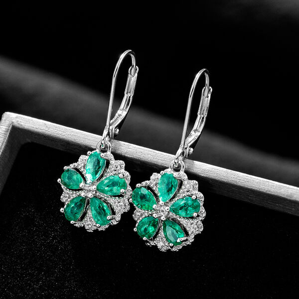 AAA Kagem sambische Smaragd und Zirkon-Ohrringe - 2,07 ct. image number 1