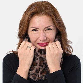 2 in 1 Infinity Schal und M&uuml;tze, Leopardenmuster, Dunkelbraun