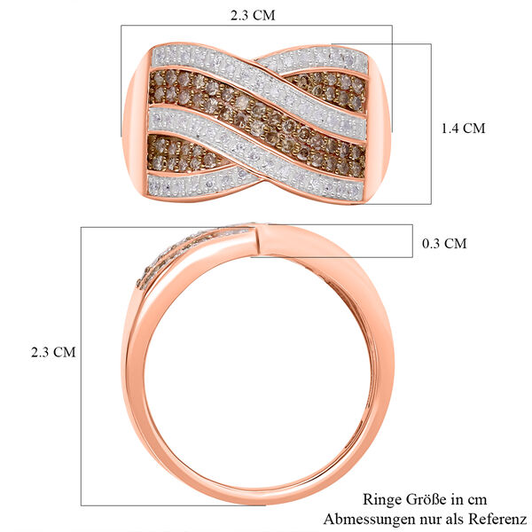 Nat&uuml;rlicher Champagner und wei&szlig;er Diamant-Ring - 0,50 ct. image number 6