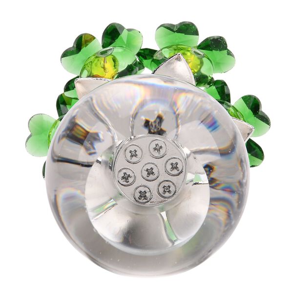 Kristallglas-Blume mit silberfarbenem Metallstiel, dekorativ geschliffen, 1x8 cm, Transparent Gr&uuml;n image number 5