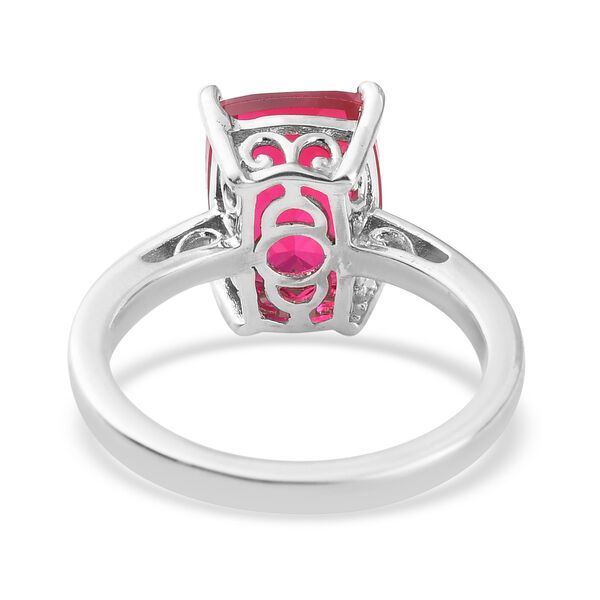 Rubelit-Triplett-Quarz Solitär Ring 925 Silber Platin-Überzug image number 6