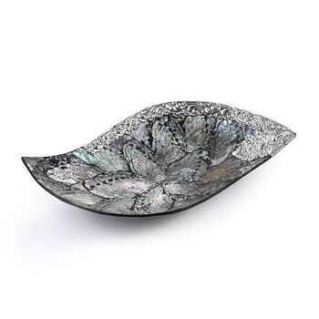 D'Joy Royal Bali- Abalone Muschel blattf&ouml;rmige Dekoschale, 925 Silber, 23x16x4cm