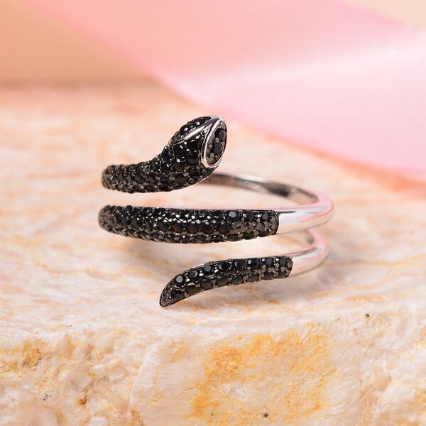 Schwarzer Spinell Ring, 925 Silber Zweifarbig, (Gr&ouml;&szlig;e 16.00) ca. 0.65 ct image number 2