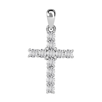 Wei&szlig;er Diamant P Kreuz-Anh&auml;nger, ca. 0.05 ct