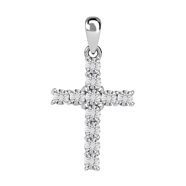 Wei&szlig;er Diamant P Kreuz-Anh&auml;nger, ca. 0.05 ct