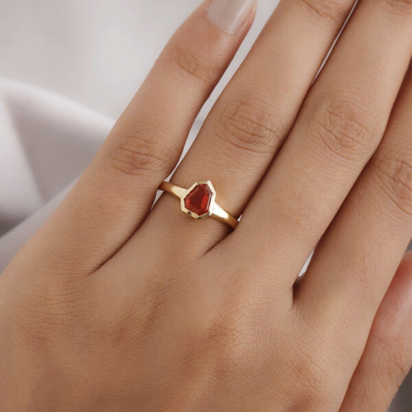 Mexikanischer Kirschfeuer-Opal Solit&auml;r Ring 925 Silber vergoldet  ca. 0,58 ct image number 3