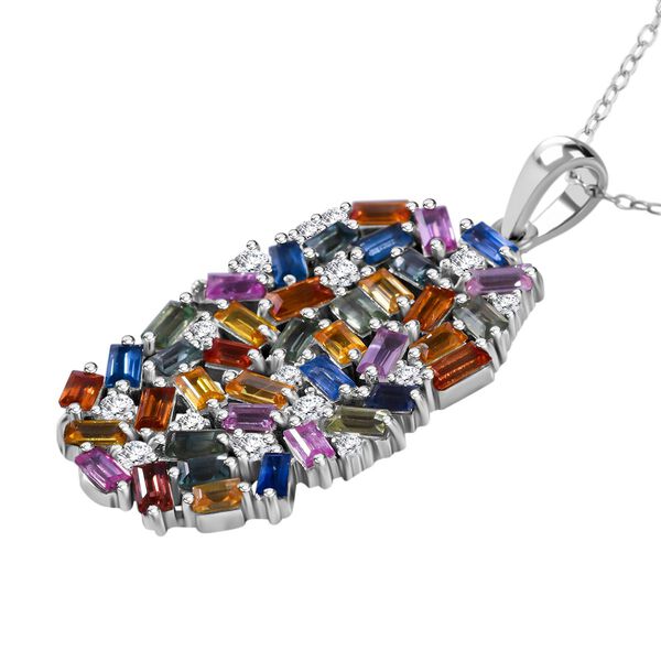 AA Mehrfarbiger Saphir und Moissanit-Anhänger mit 50cm Kette - 6,01 ct. image number 3