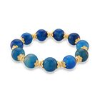 Blauer Achat Armband, Flexibles, Standard gelb vergoldet ca. 190,00 ct.