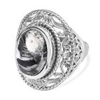 Weißer Büffel Ring, 925 Silber platiniert (Größe 19.00) ca. 8.97 ct