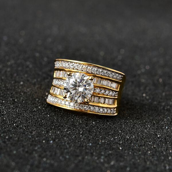 Moissanit Ringe 925 Silber Gelbgold Vermeil (Größe 21.00) ca. 3,59 ct image number 8