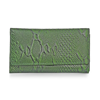 LA MAREY Geldb&ouml;rse aus Leder mit RFID Schutz und Python Pr&auml;gung, 18,4 x 10,2 cm, Gr&uuml;n